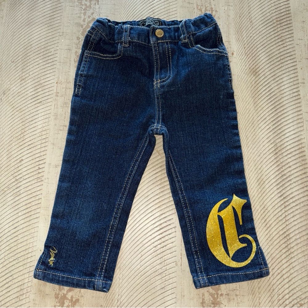 Coogi Girls Toddler 4T Dark Blue Denim Jeans with Gold Accents